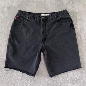 Vintage Bugle Boy Shorts Mens 35 (38 Tag) Black Cutoffs 10" Inseam Faded Denim